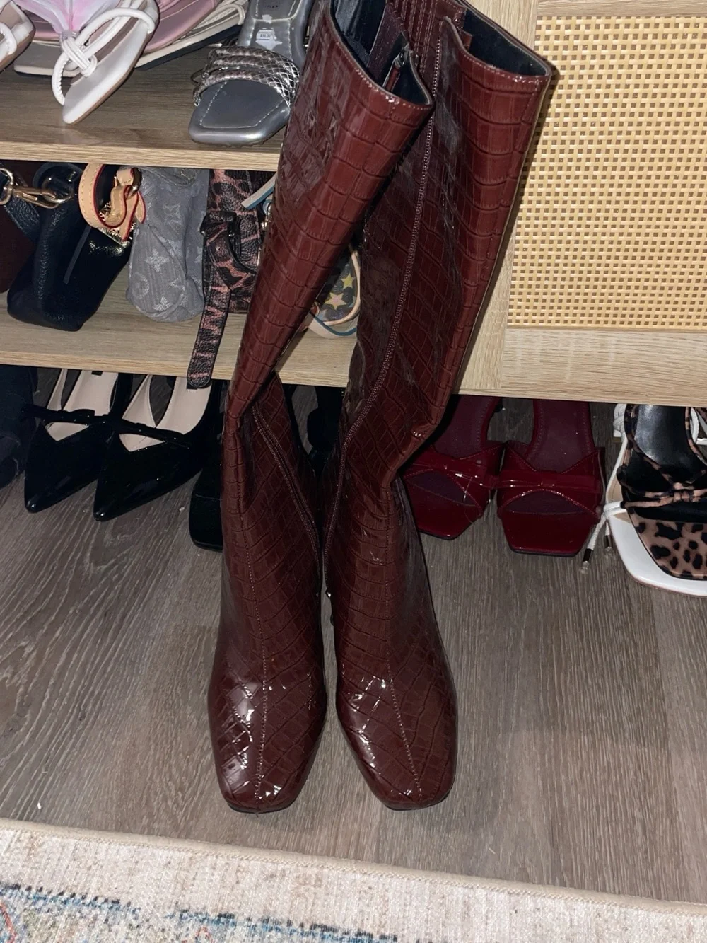 Target Women's Over-the-Knee Croc-Embossed Boots in Dark Brown