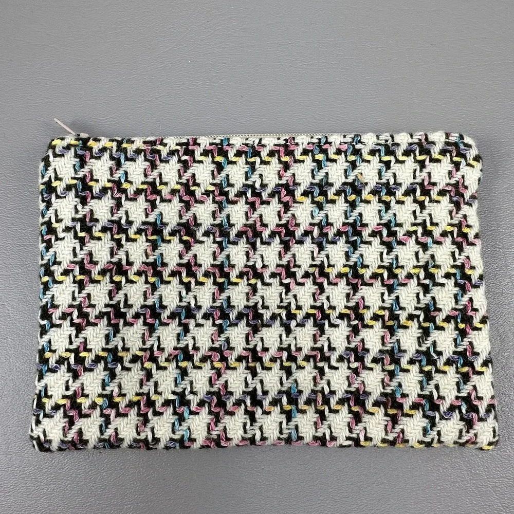 Pretty Little Pouches Tweed Zippered Pouch Houndstooth Cosmetic Toiletry Bag