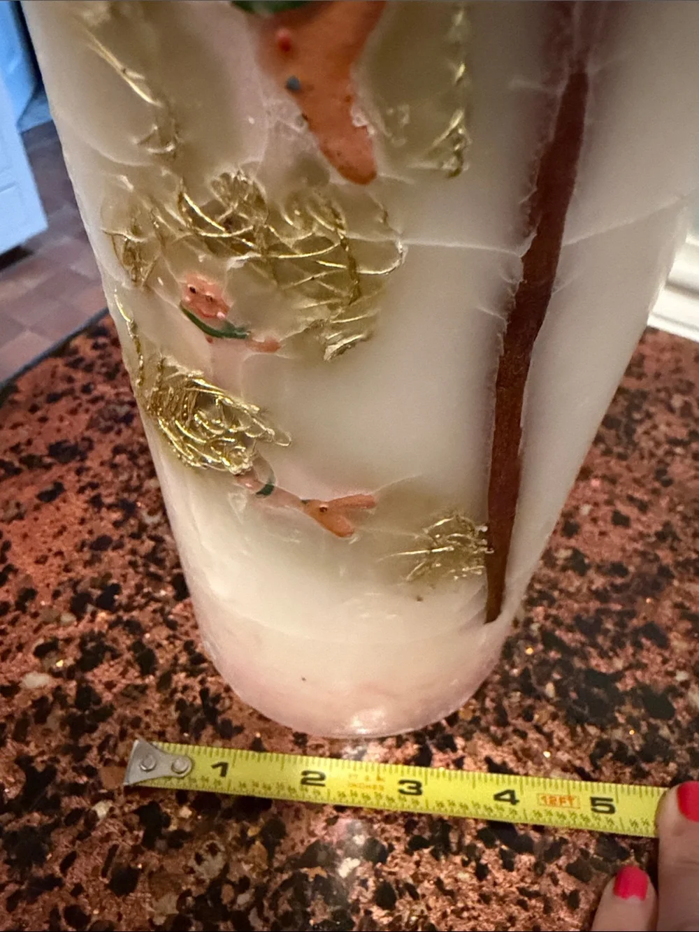 RARE Decorative Cream Holiday Pillar Candle with Gingerbread & Cinnnamon Stick