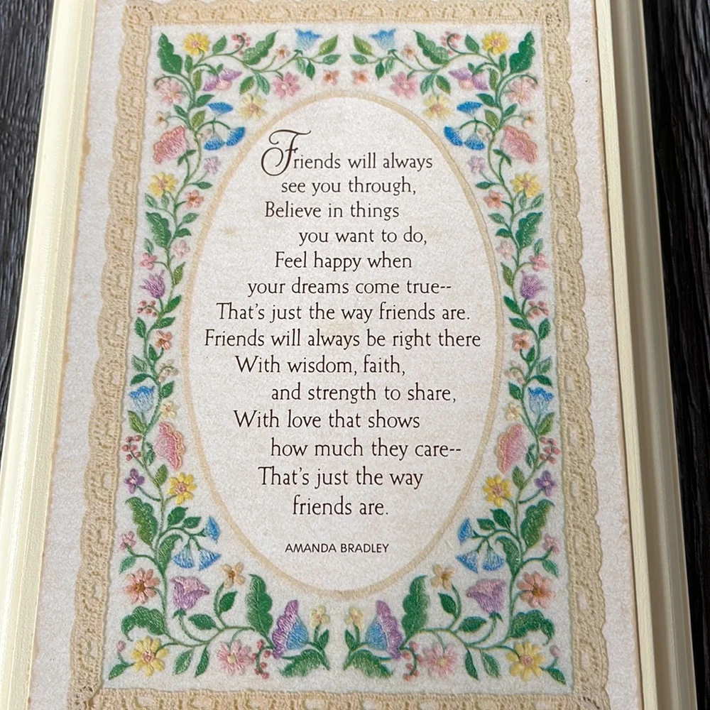 Vintage Wooden Wall Plaque 1982 Hallmark Cards Inc - Friends by Amanda Bradley