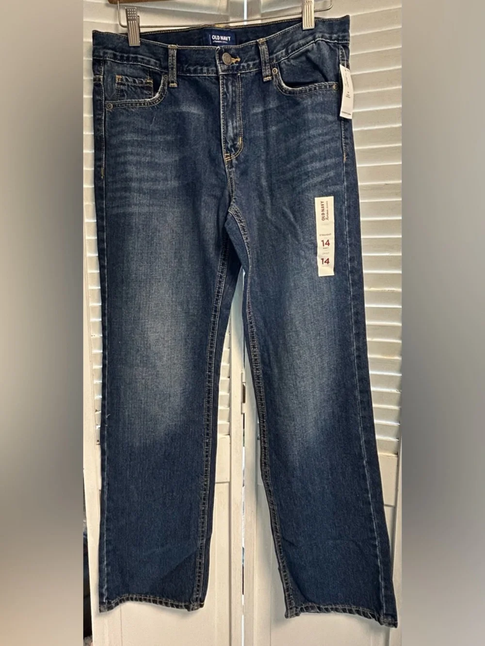 Boys Size 14H 14 husky NWT Old Navy straight leg blue jeans Dark Stone