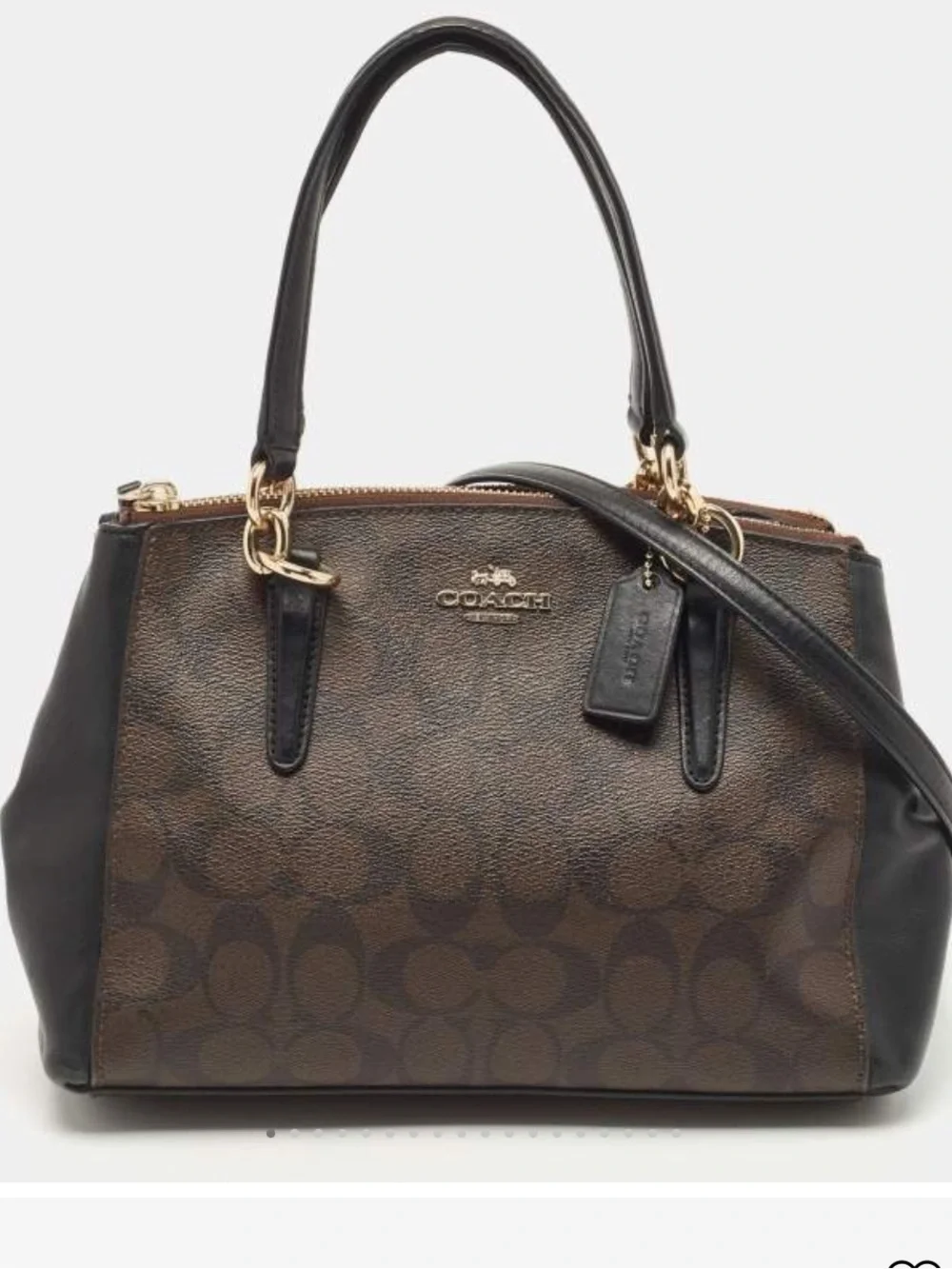 Coach Dark Brown Coated Canvas Mini Christie Carryall Satchel