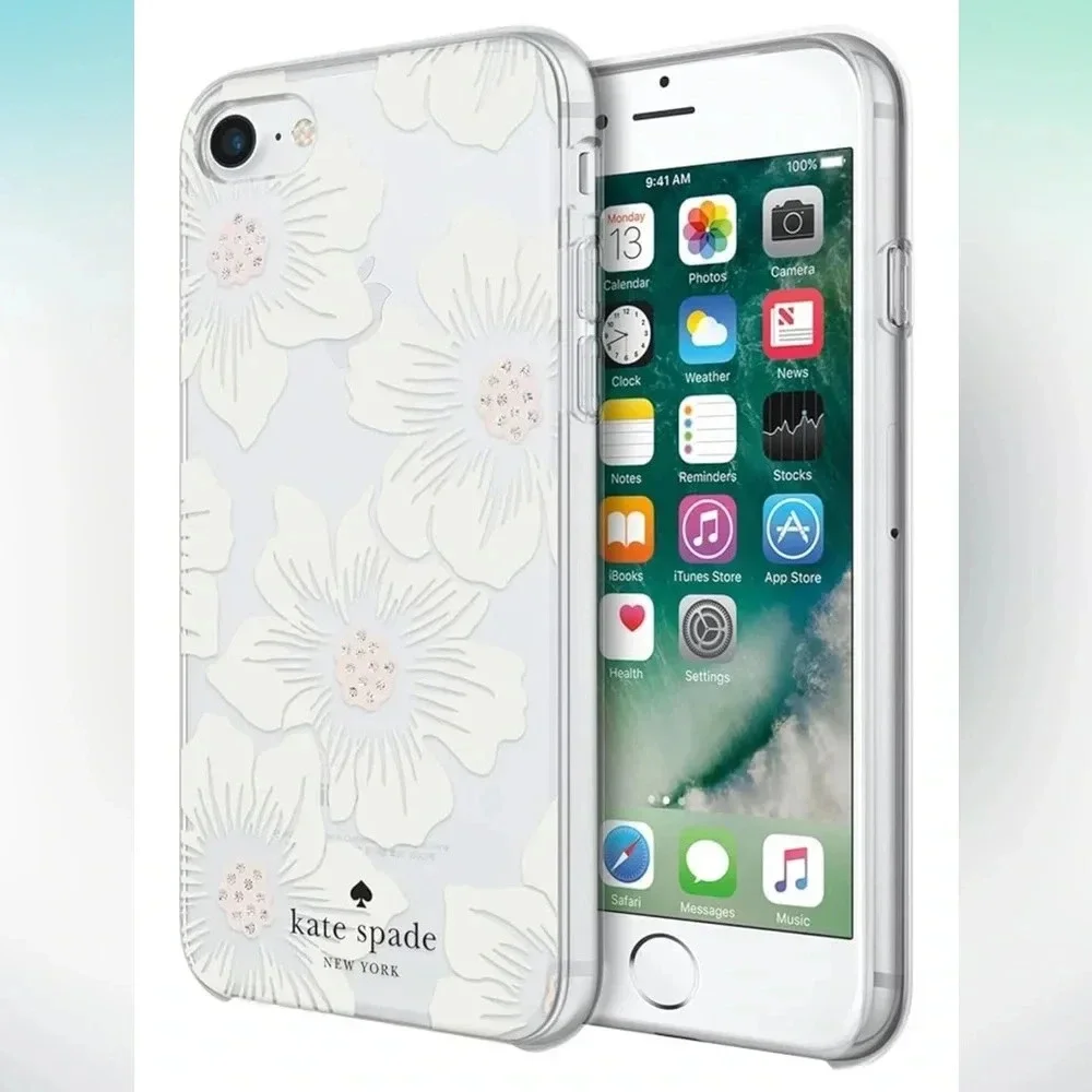 Kate Spade  Phone Case for 6-8 Floral -Hollyhock Cream/Blush/Crystal Gems/Clear