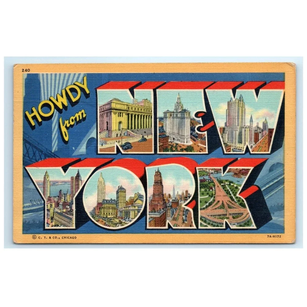 Vintage Postcard Howdy‎ From New York City NY NYC USA Curteich Posted Stamped