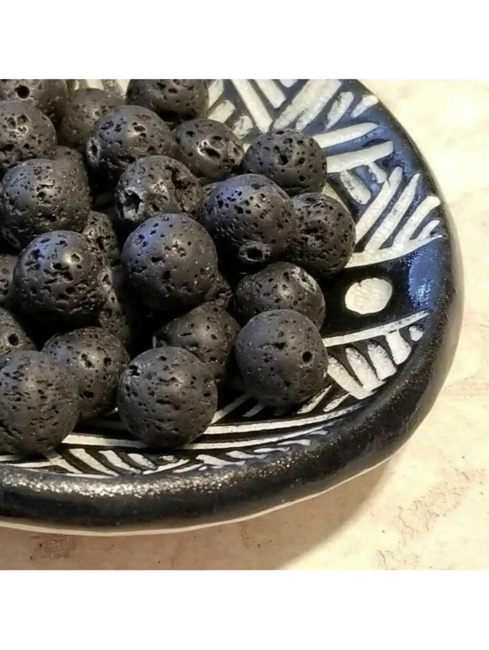 Volcanic Lava Rock Gemstone Round Beads