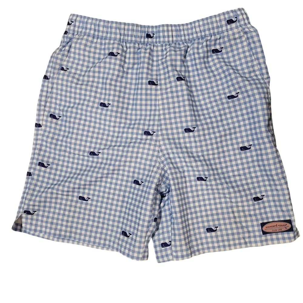Vineyard Vines Blue Gingham Whale Shorts