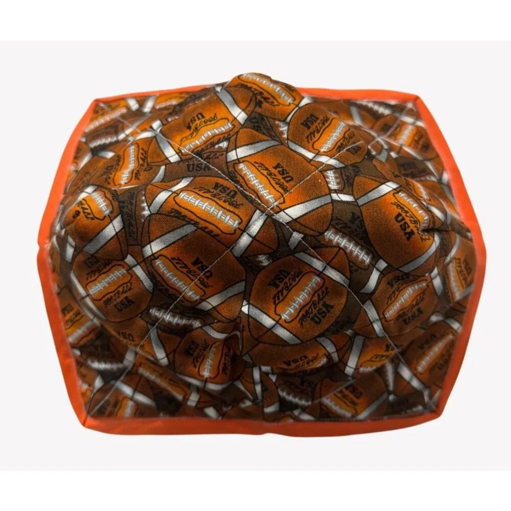 Handmade‎ FOOTBALL USA ORANGE Microwave Safe Bowl Cozy Reversible Quilted Cozie