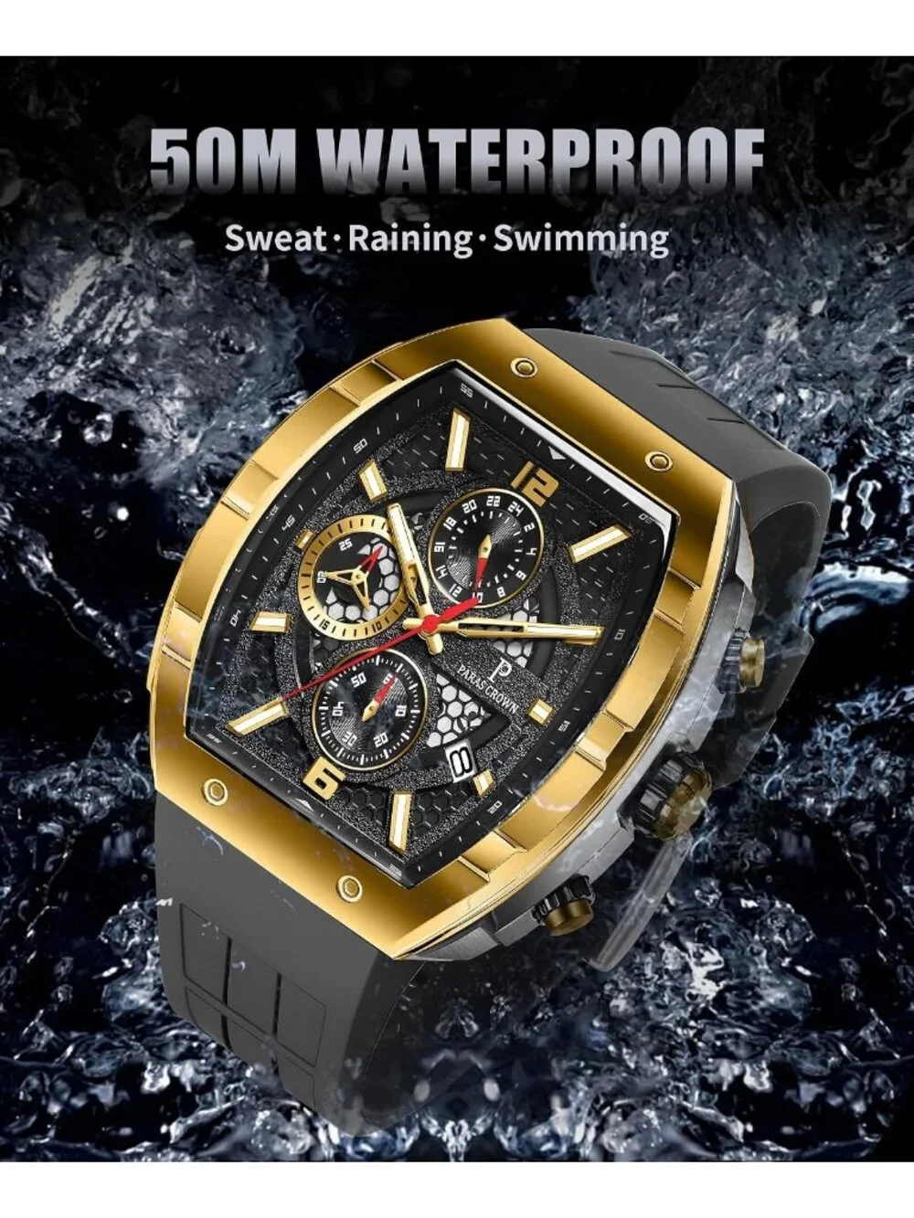 Men's Gold Luxury Fashion Analog Waterproof Luminous Quartz Classic Wrist Watch