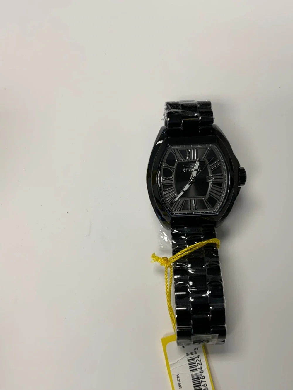 Invicta Tonneau black Dial Black Ion S.S. Men's Quartz Watch- 48181