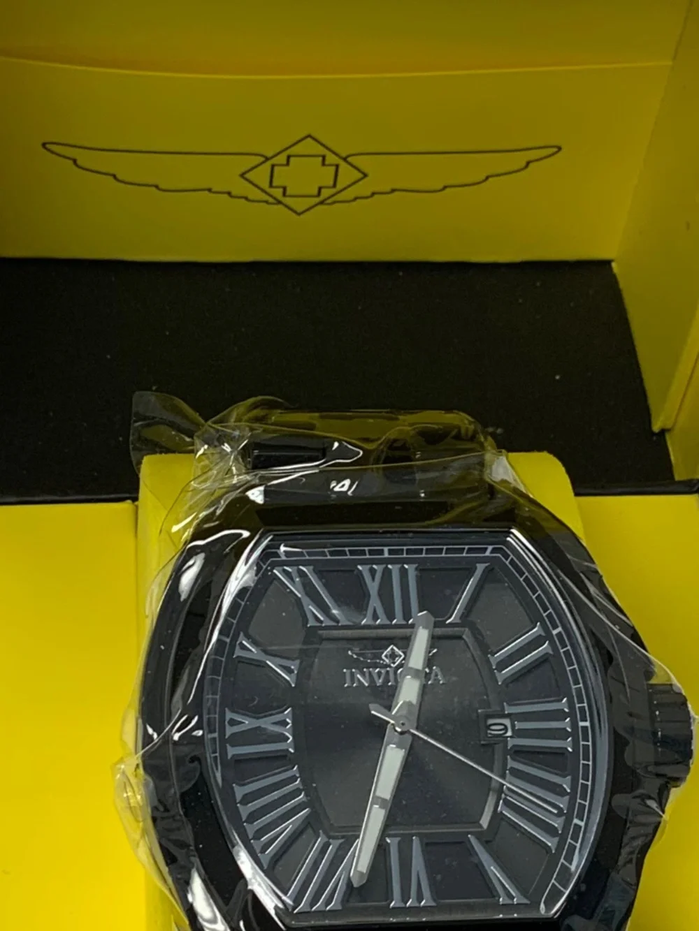 Invicta Tonneau black Dial Black Ion S.S. Men's Quartz Watch- 48181