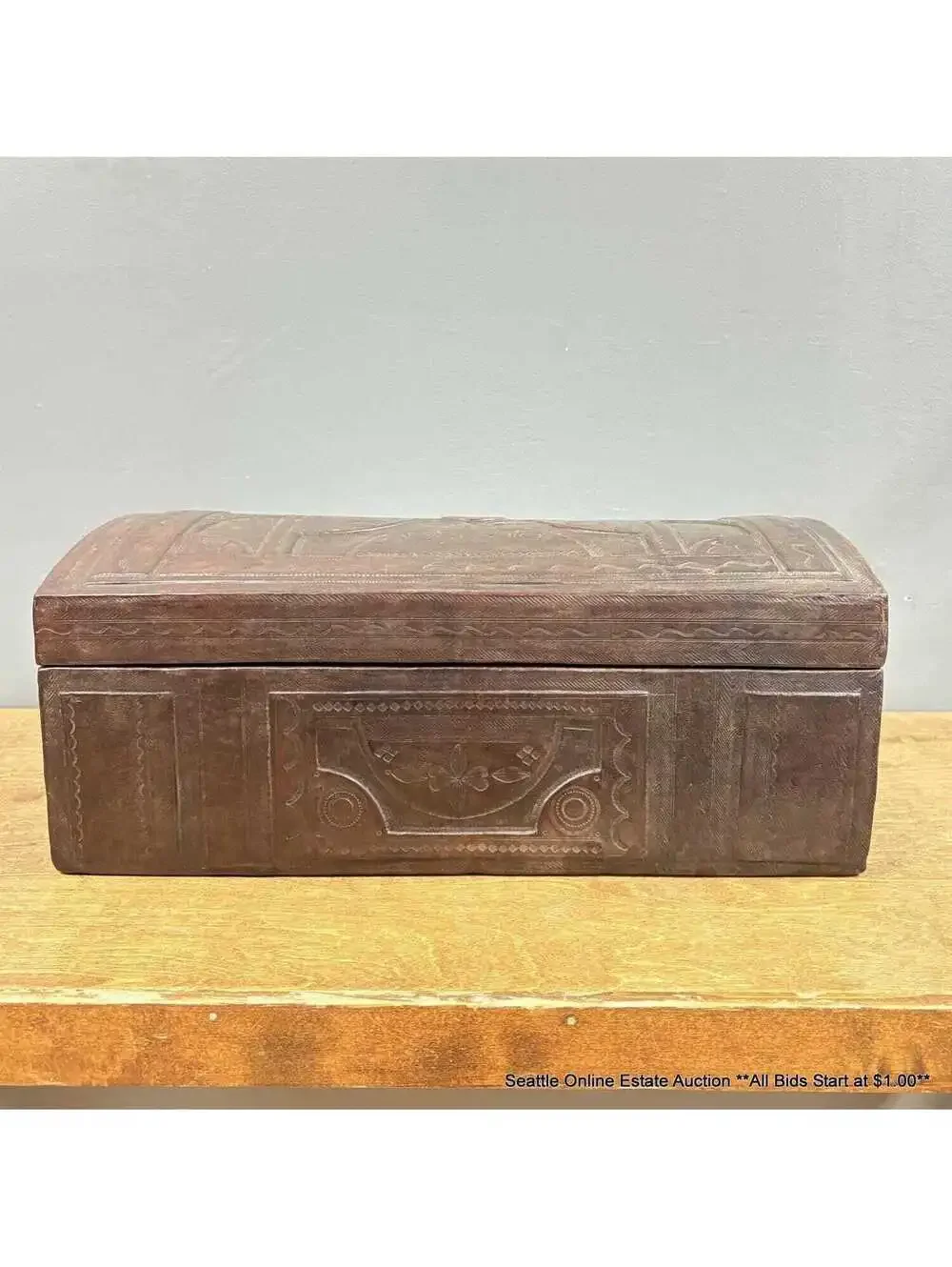 Vintage Taureg Leather Divided Box