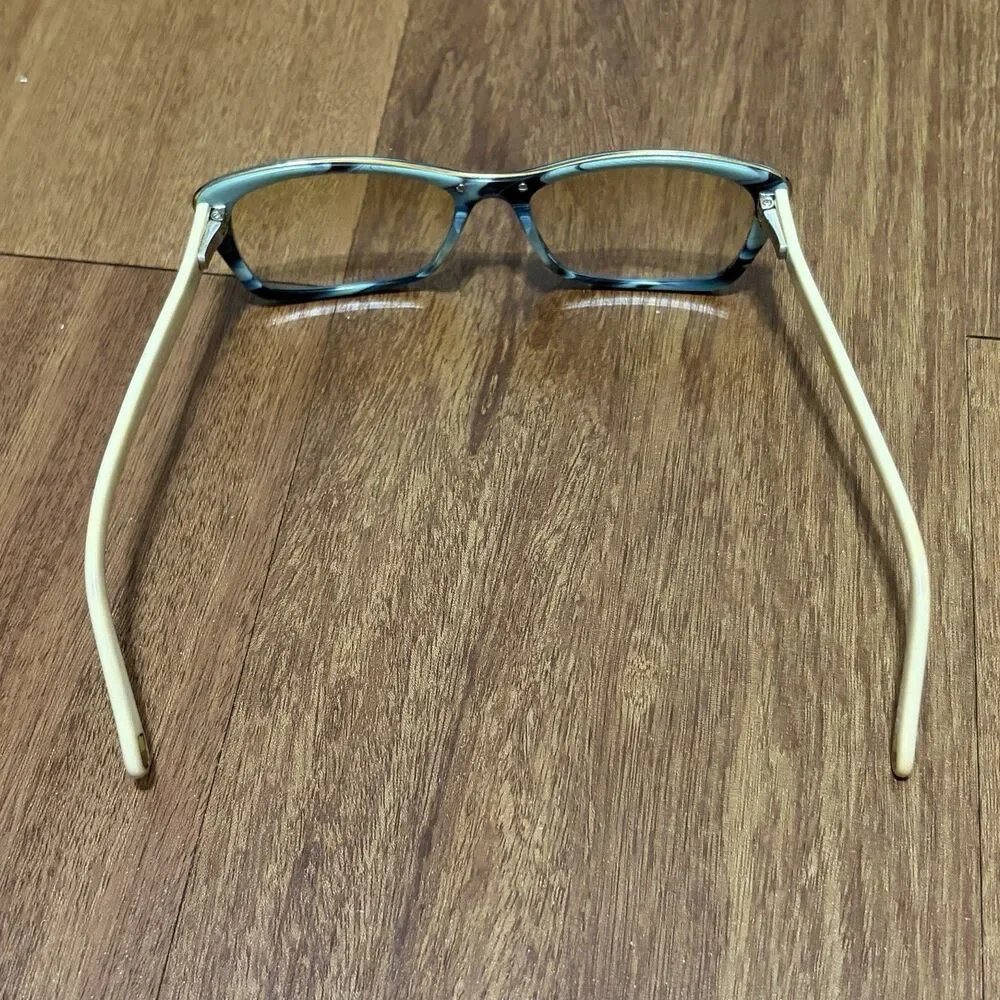 Vintage BREIL Eyeglass, Frames Only, Teal Blue & Cream Acetate 55-17-135