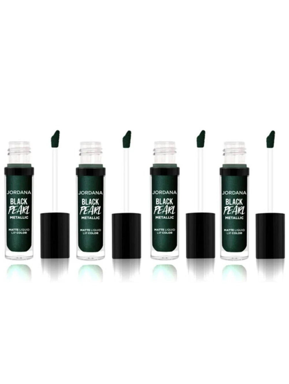 4-Pack NEW Jordana Black Pearl Metallic Liquid Lip Color Gloss in 05 Sorceress