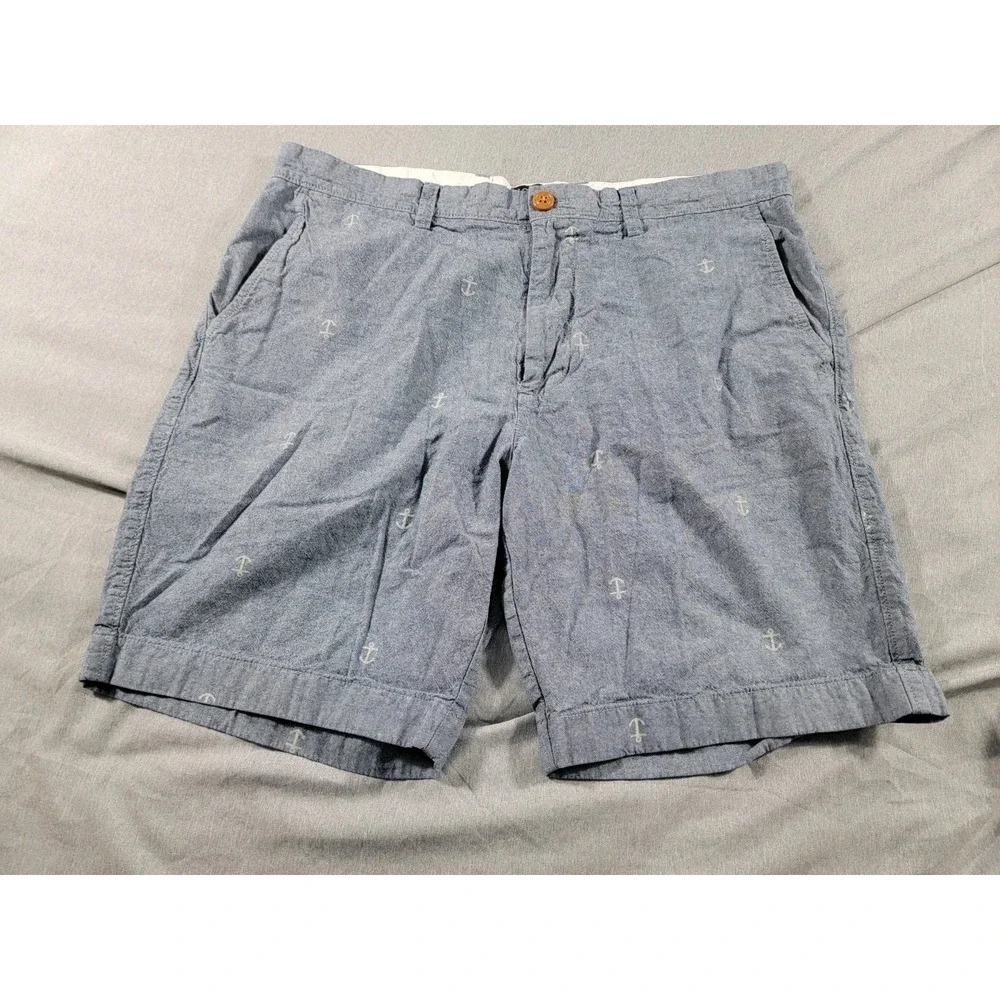 J. Crew Gramercy Shorts Mens 34 Blue Anchor‎ Chino Preppy Sailing Beach Casual