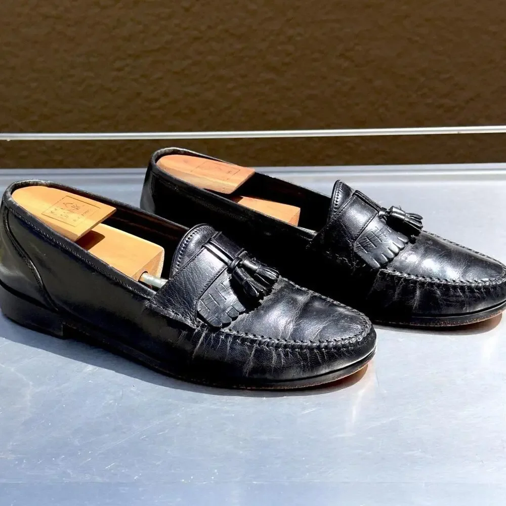 Towncraft Black Leather Loafers with Tassel - Size 9 D