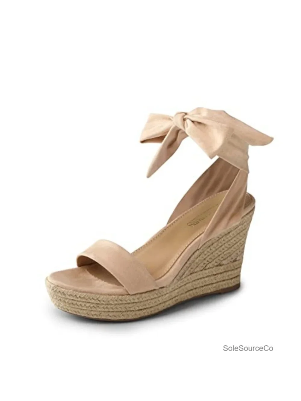 Espadrille Wedge Sandals, Lace Up Ankle Strap Platform Heels, Faux Suede