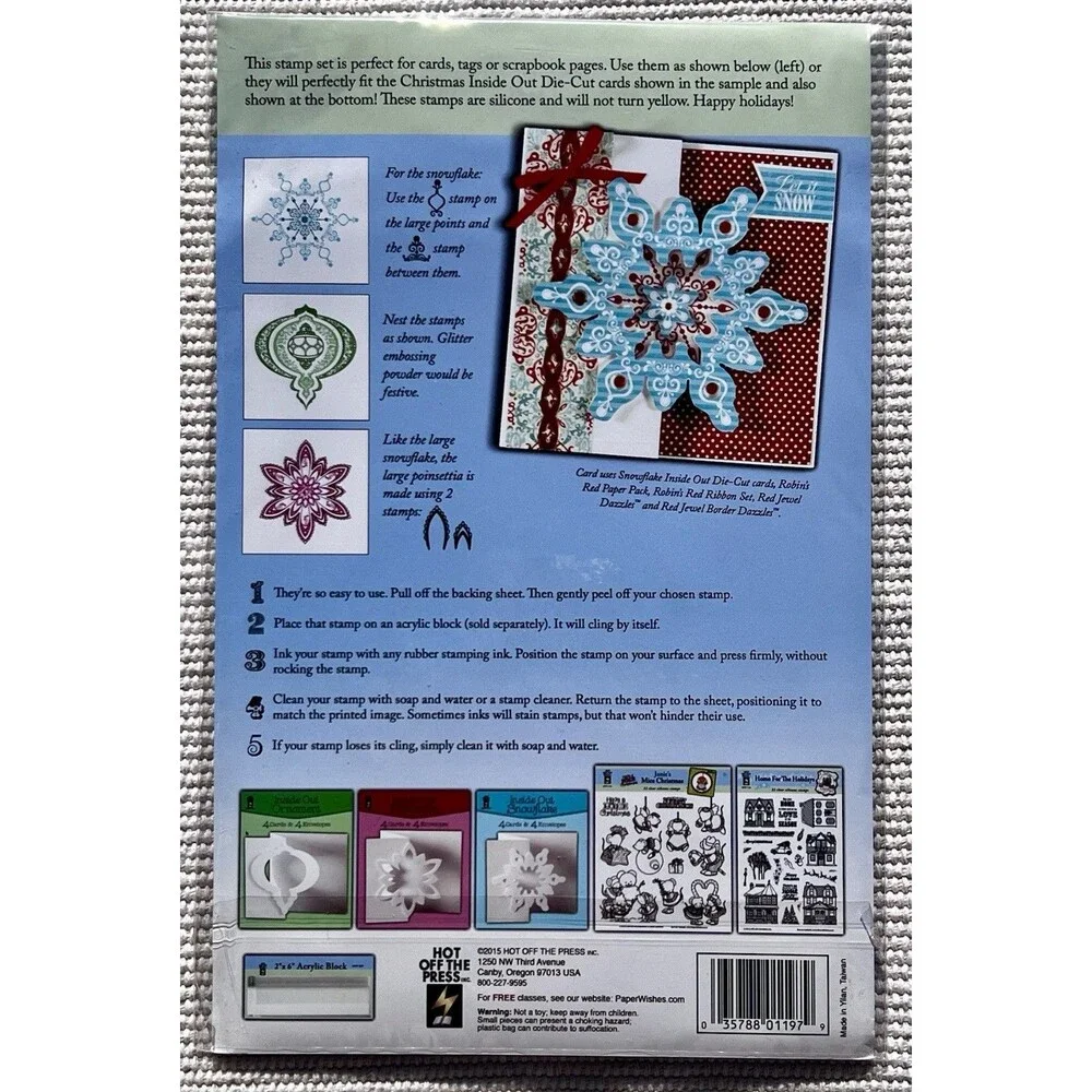 Christmas Collection Silicone Stamp Set NEW Hot Off The Press 1197 Ornaments Etc
