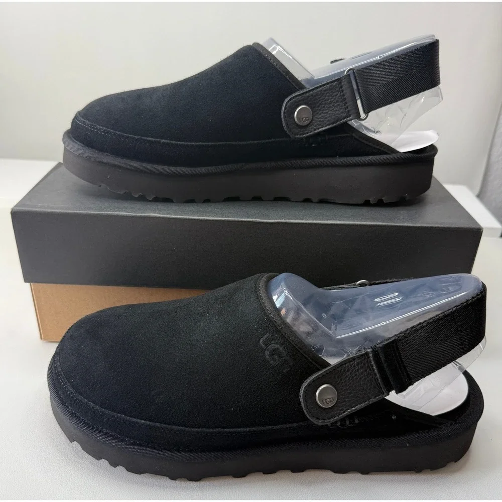 UGG GoldenCoast Clog Black Suede Mens Adjustable Strap Shoes 1142172 Size 11 NWB