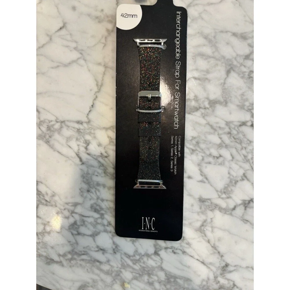 I.N.C. Women's Black‎ Rainbow Glitter 42mm Apple Watch Band Strap Wristband