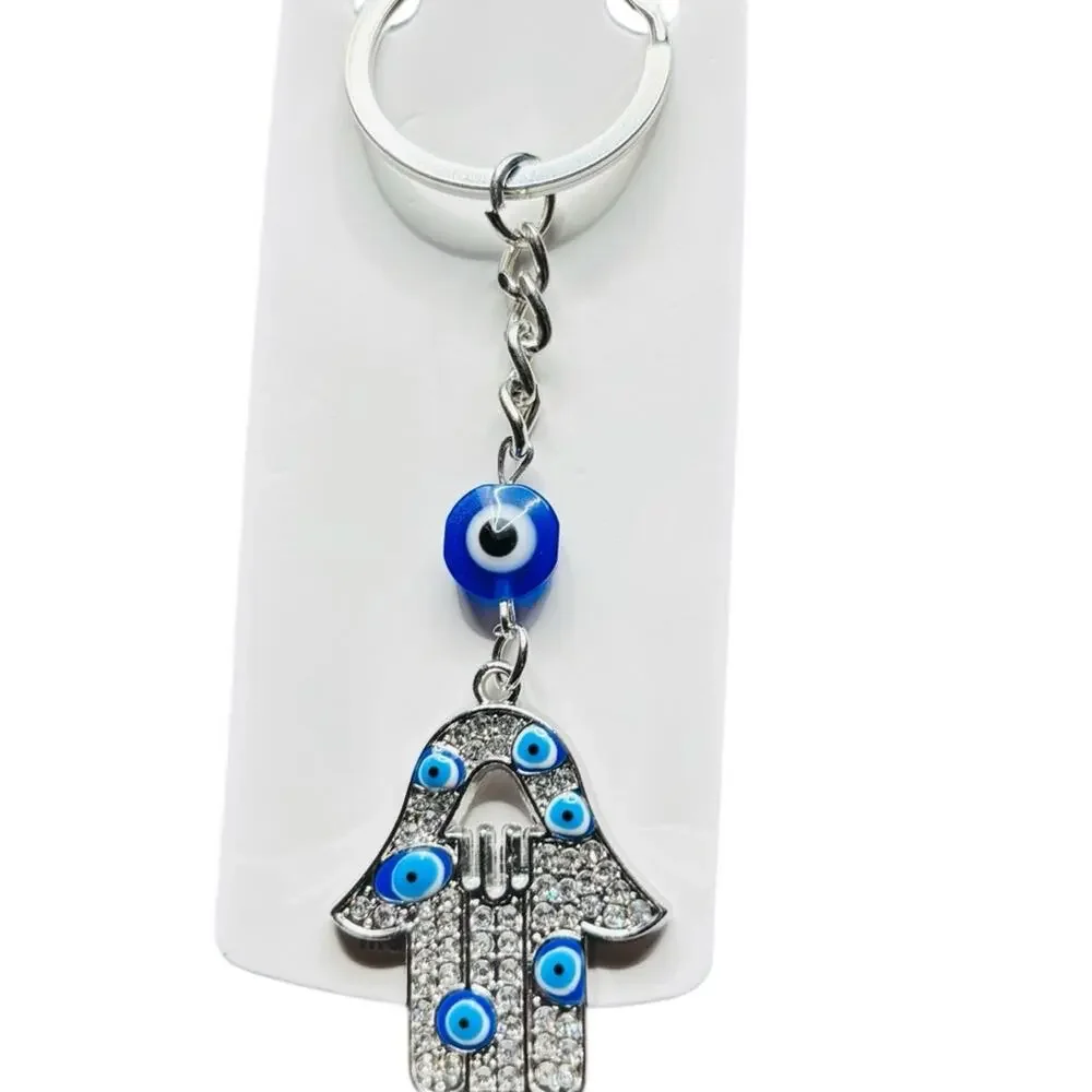 Silver and‎ Blue Evil Eye Key Holder