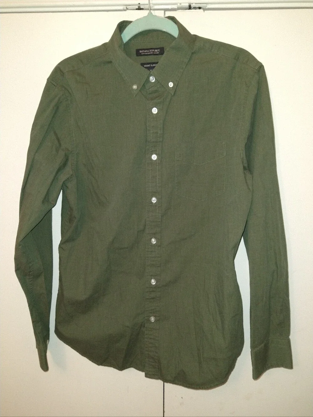 Banana Republic Cotton Pinpoint Oxford Grant Slim Fit Button Down Shirt Men's M