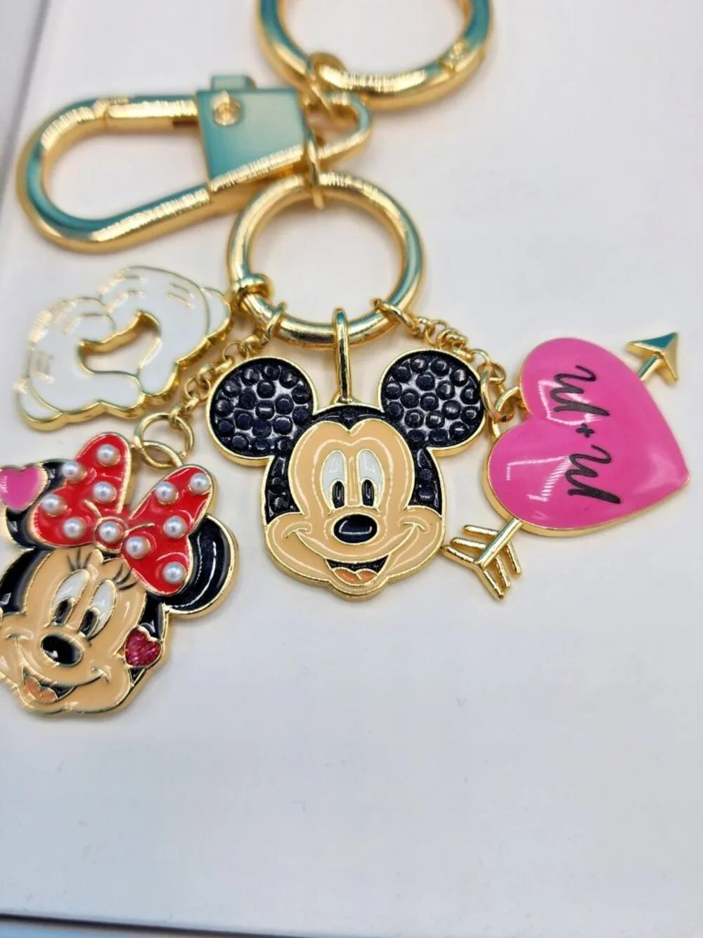 Disney Baublebar Mickey Mouse Minnie Mouse Heart Hands Love Keychain Charm NEW