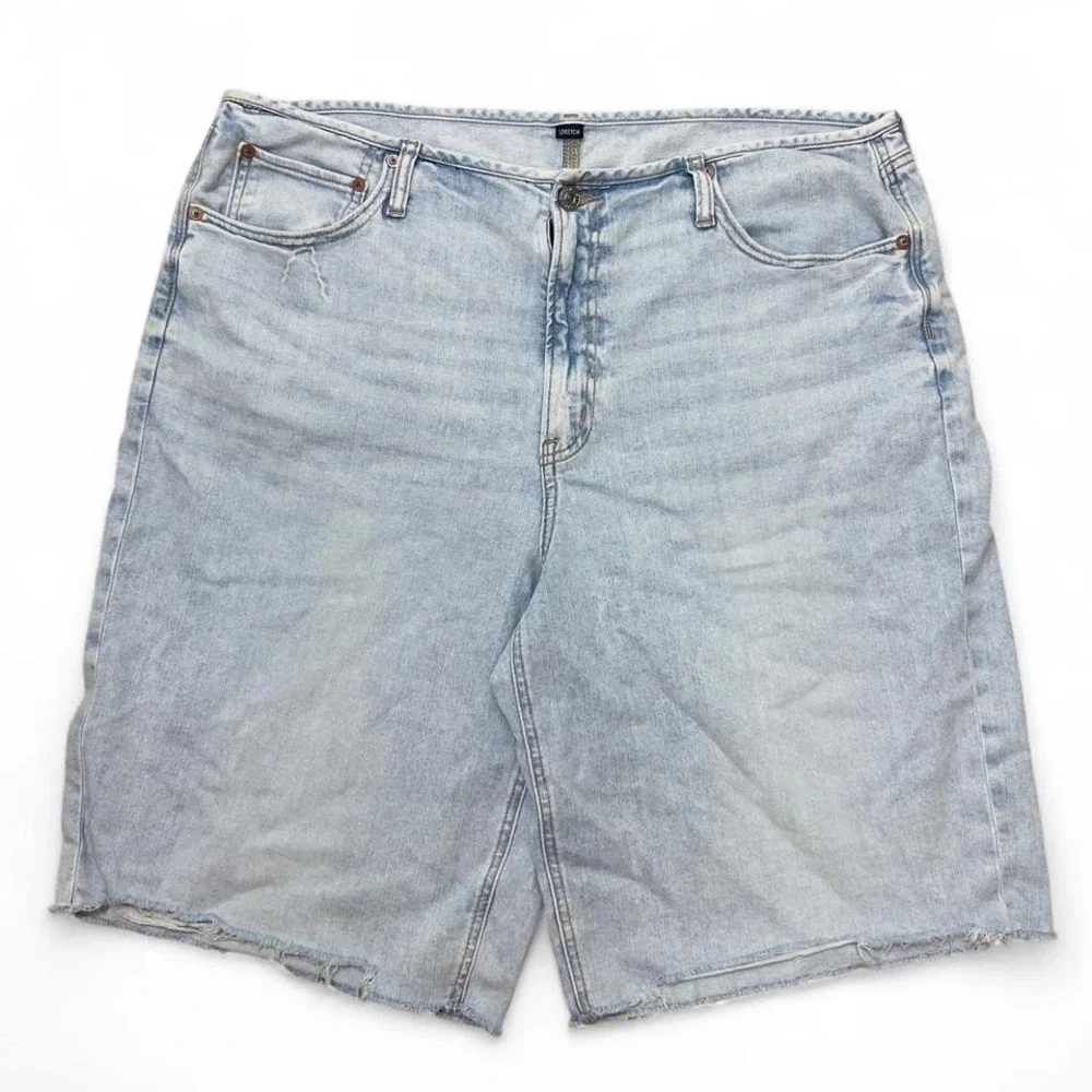 American Eagle Denim Shorts Jorts Long Womens Size 18‎ Grunge Preppy Light Wash