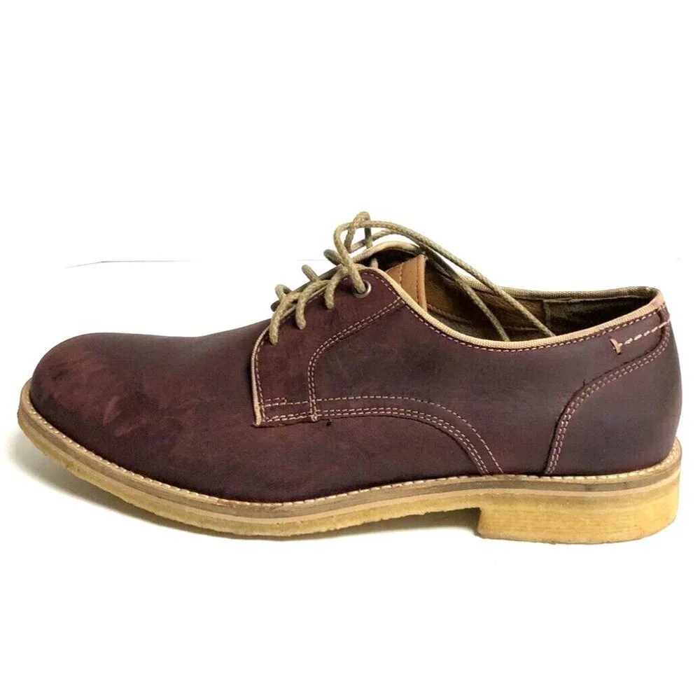 Johnston Murphy Howell Plain Toe Merlot Oiled Leather 9.5 M Mens