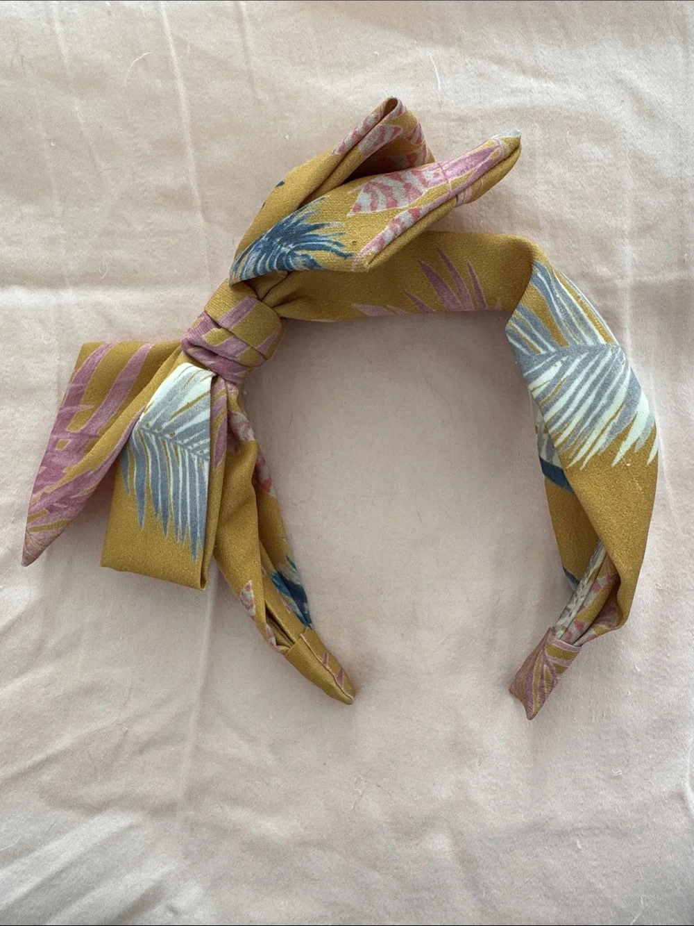 Anthropologie Mustard Tropical Print Knot Headband - Women Accessories