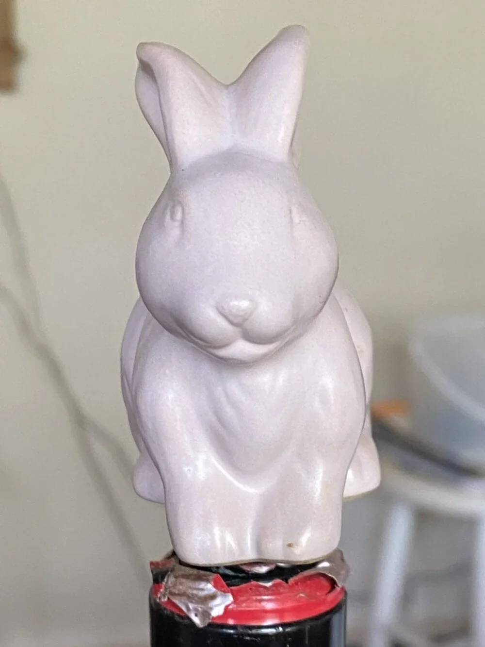 Adorable Threshold Bunny Rabbit Wine Bottle Stopper, Light Pink Stoneware