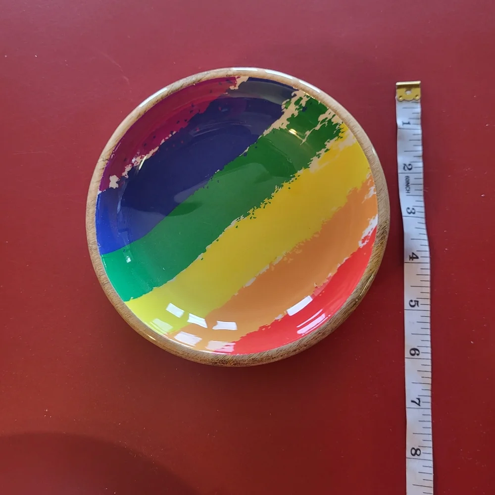 3 Kitchen Bowl Set Wooden Rainbow Pride Pattern Spotisan Multicolor New India