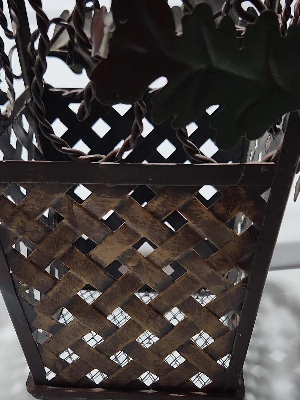 Decorative Metal Leaf & Acorn Accent Vase - Brown