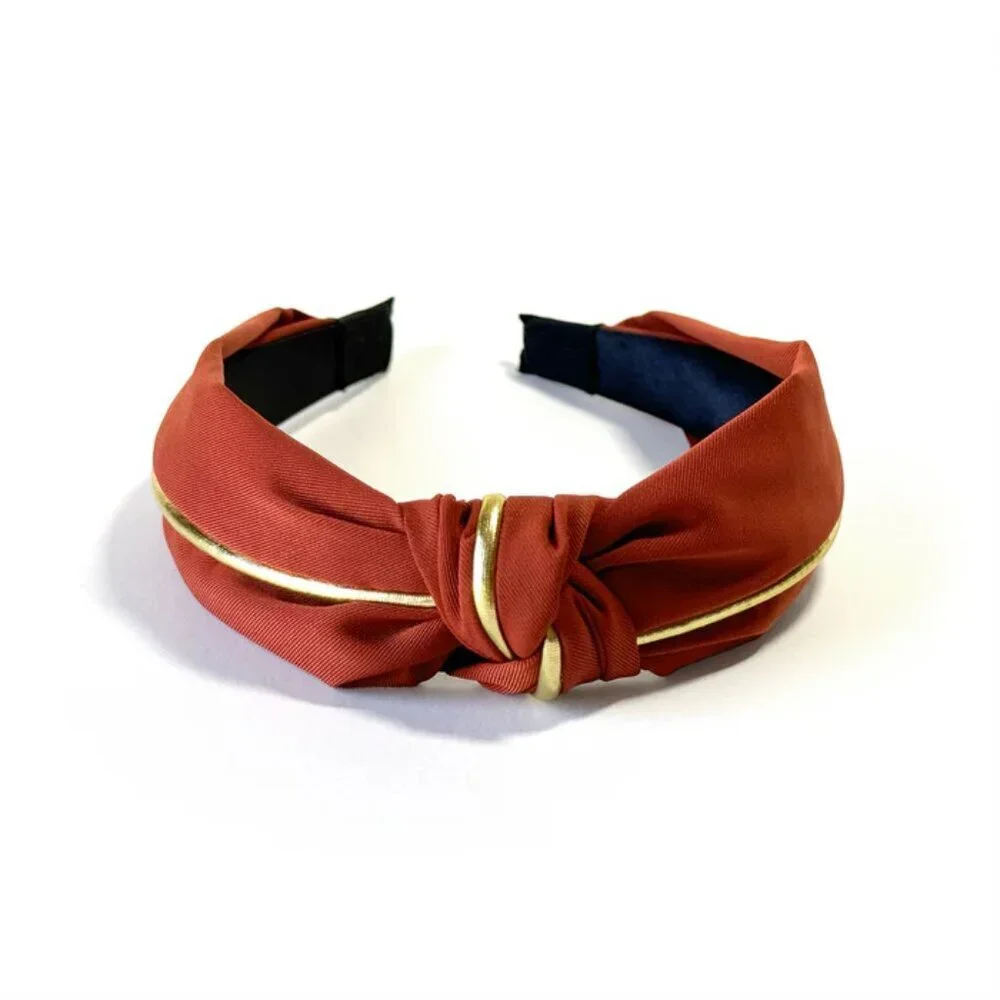 NWOT Blair Top Knot Gold Piped Red Headband