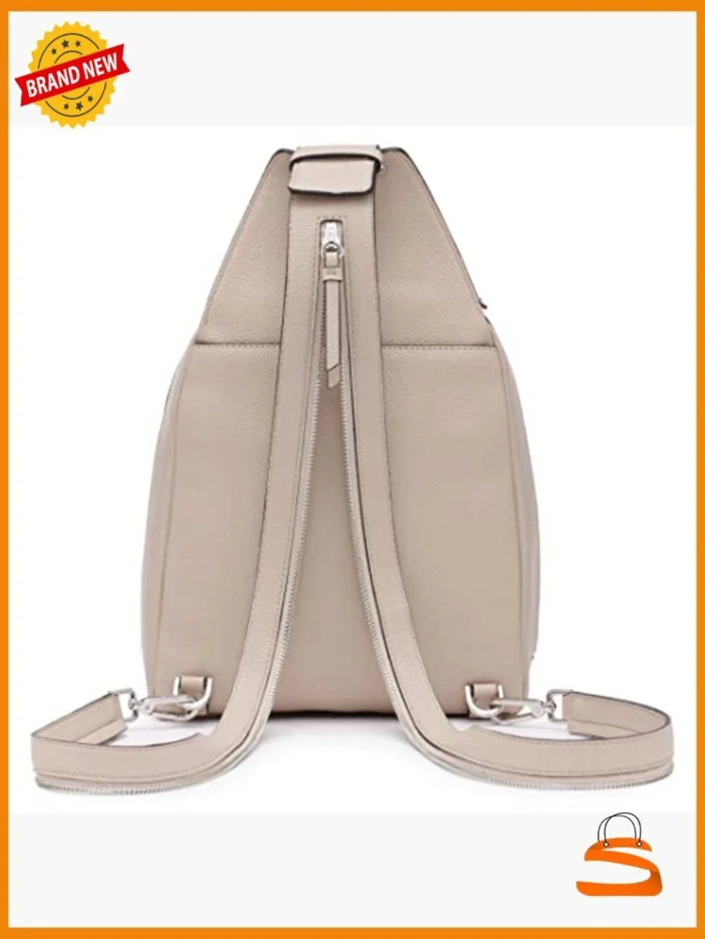 Convertible Sling Backpack, Vegan Leather, 3 Compartments, Lightweight