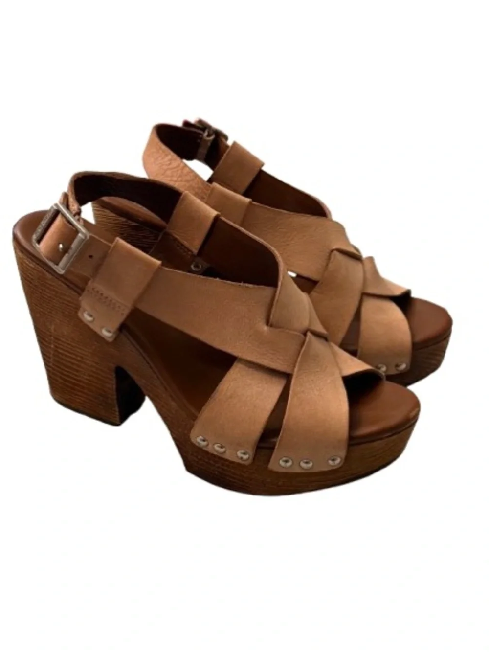 Kork-Ease Tan Leather Platform Sandals