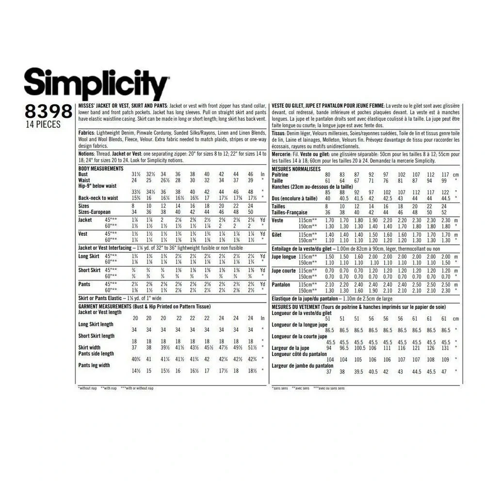 Simplicity sewing pattern