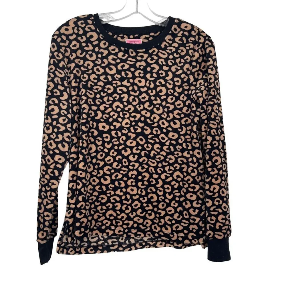 Kate Spade New‎ York Leopard PJ Top Women's S Animal Print Soft Cozy Loungewear