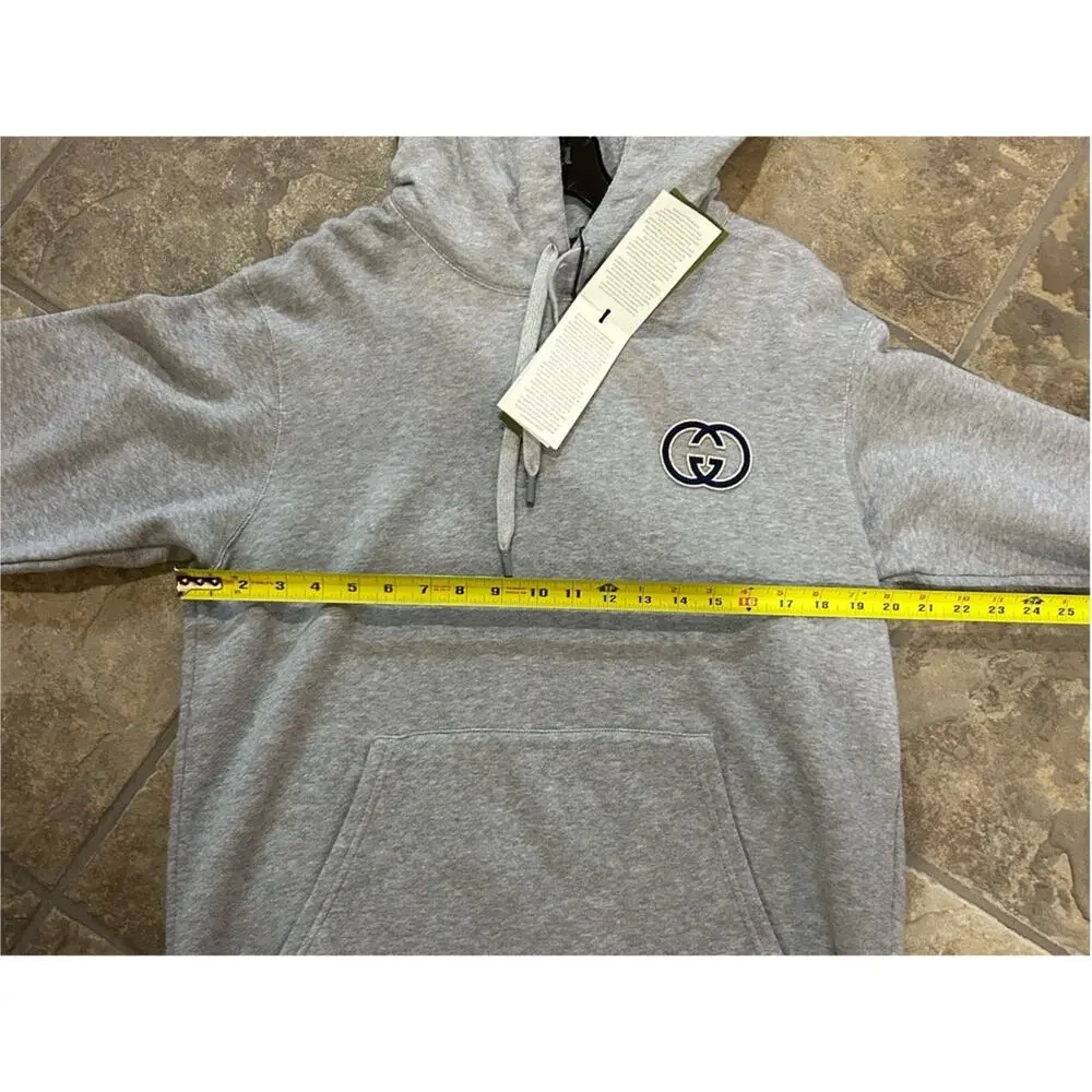 Men's Gucci embroidered interlocking, G jersey, cotton hoodie, size medium