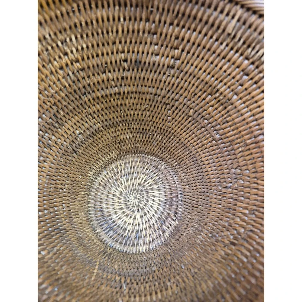 Vintage Handwoven Rattan Wicker Wastebasket 11