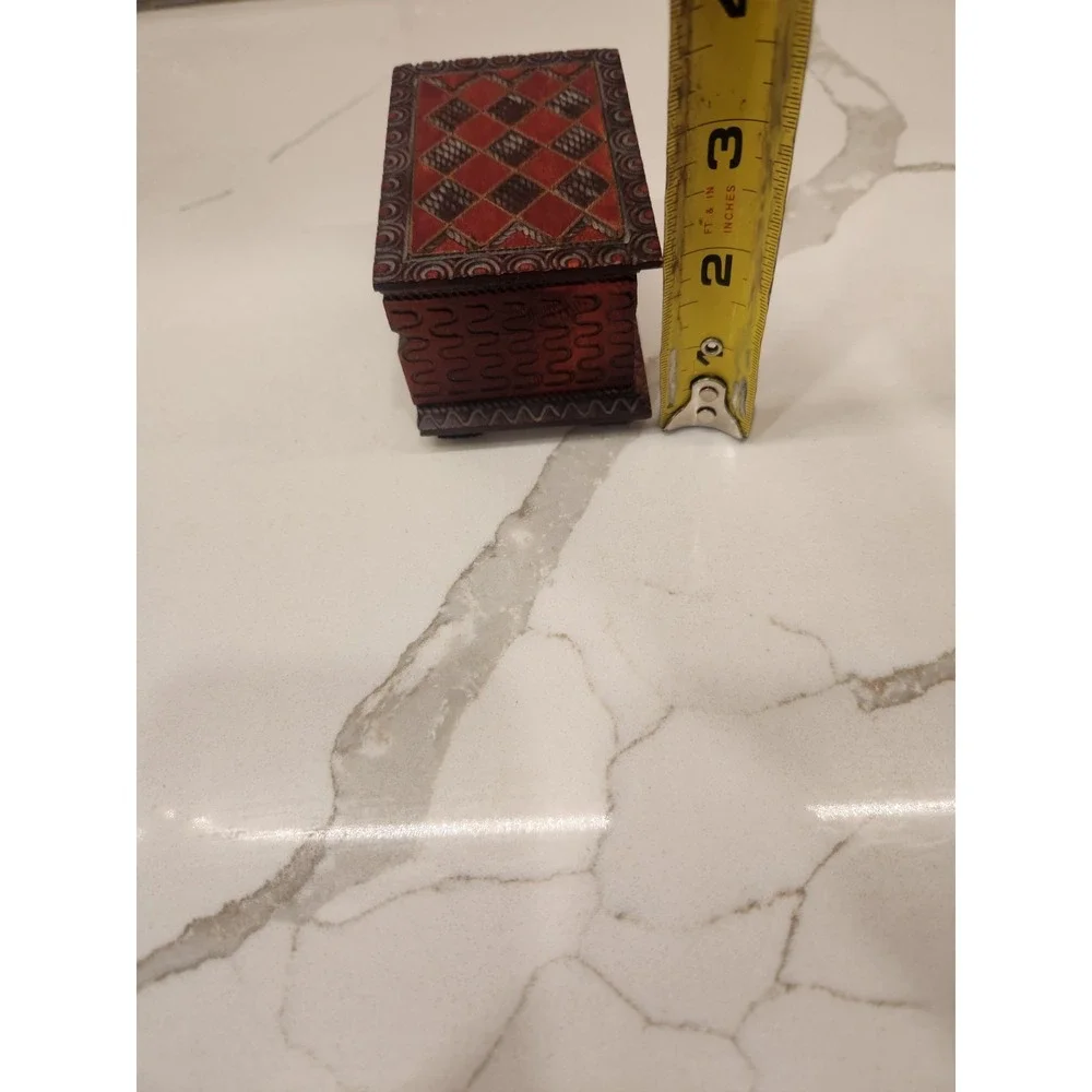 Vintage Wooden Hand Carved Polish Trinket Jewelry Storage Box Made In Poland