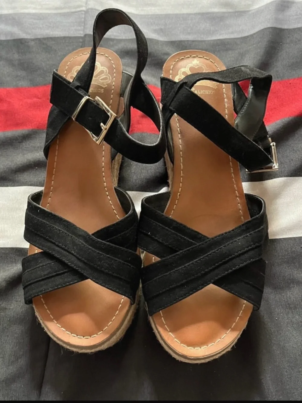 Women’s Black Crisscross Wedge Sandals