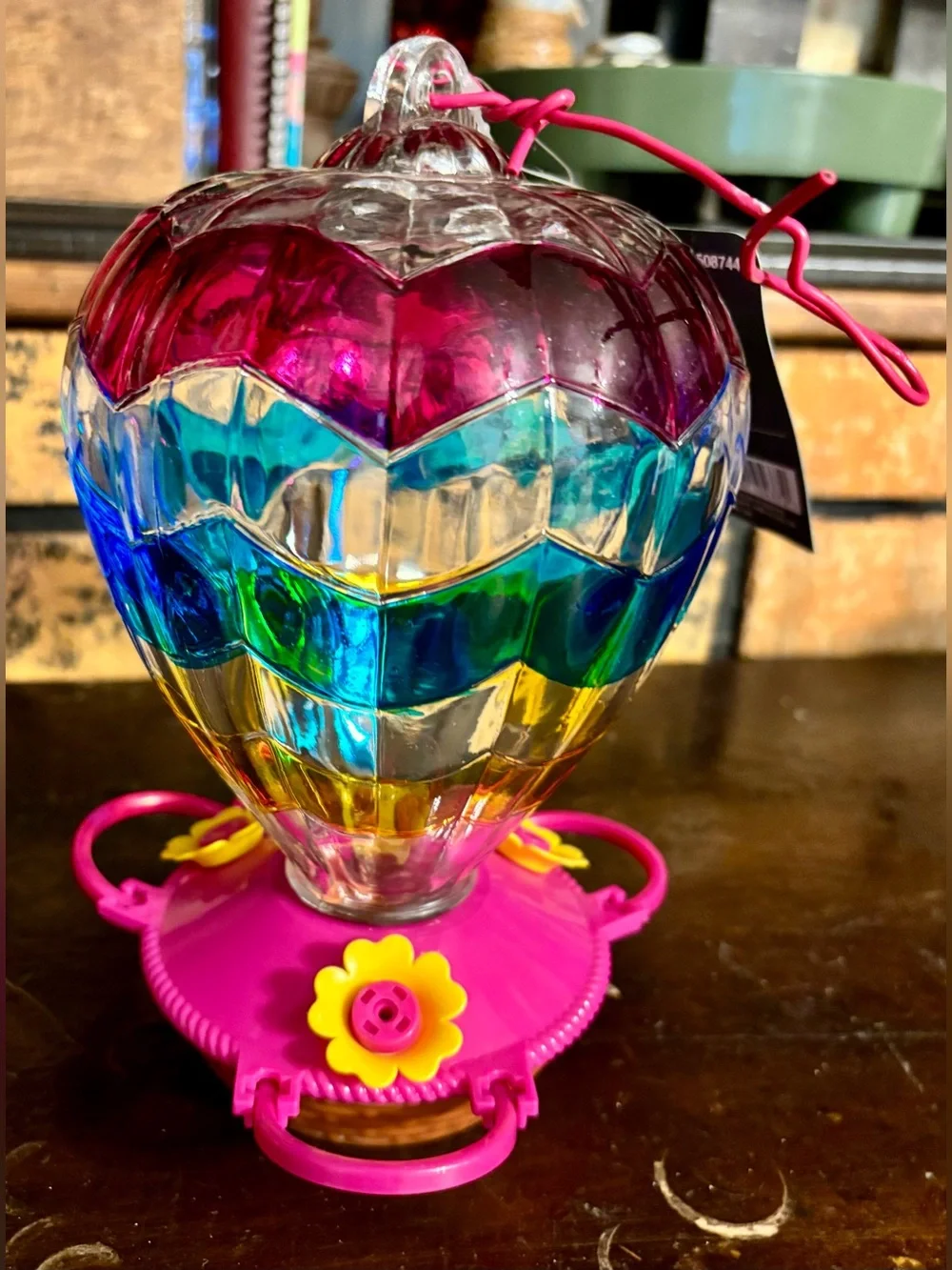 NWT Multicolor Glass Hot Air Balloon•Hummingbird Feeder•32 ounces