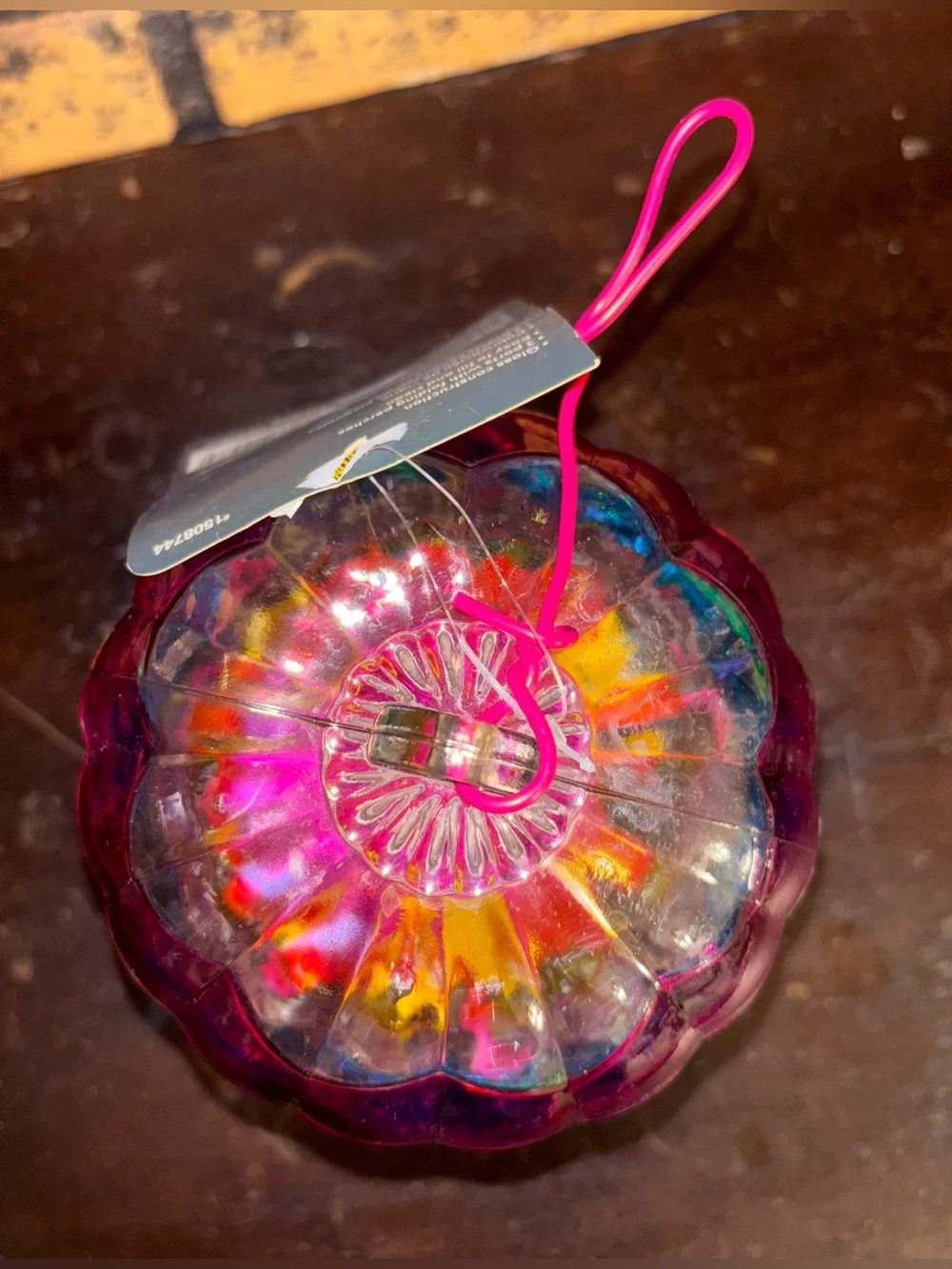 NWT Multicolor Glass Hot Air Balloon•Hummingbird Feeder•32 ounces