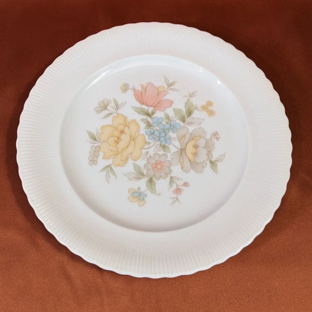 Vintage‎ Ichiyama Toen Japan Floral Porcelain Dinner Plates Set of 6 Ribbed Edge