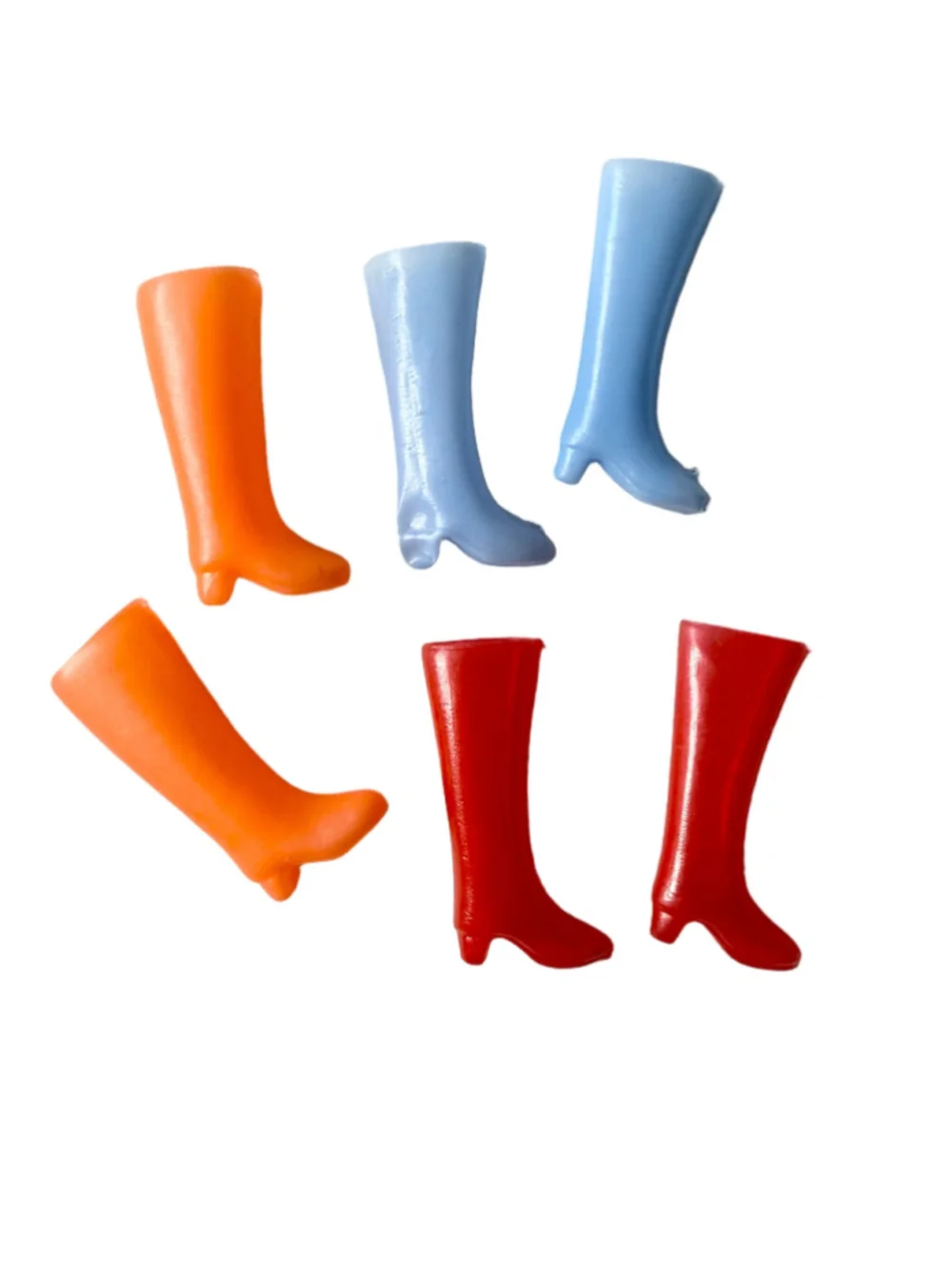 Vintage Barbie & Friends - clone - 3 pairs of Tall Knee High Boots Red Orange Bl