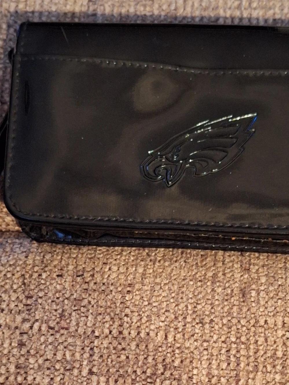 Rare Philadelphia Eagles Black Patent Faux Leather Womens Wallet
