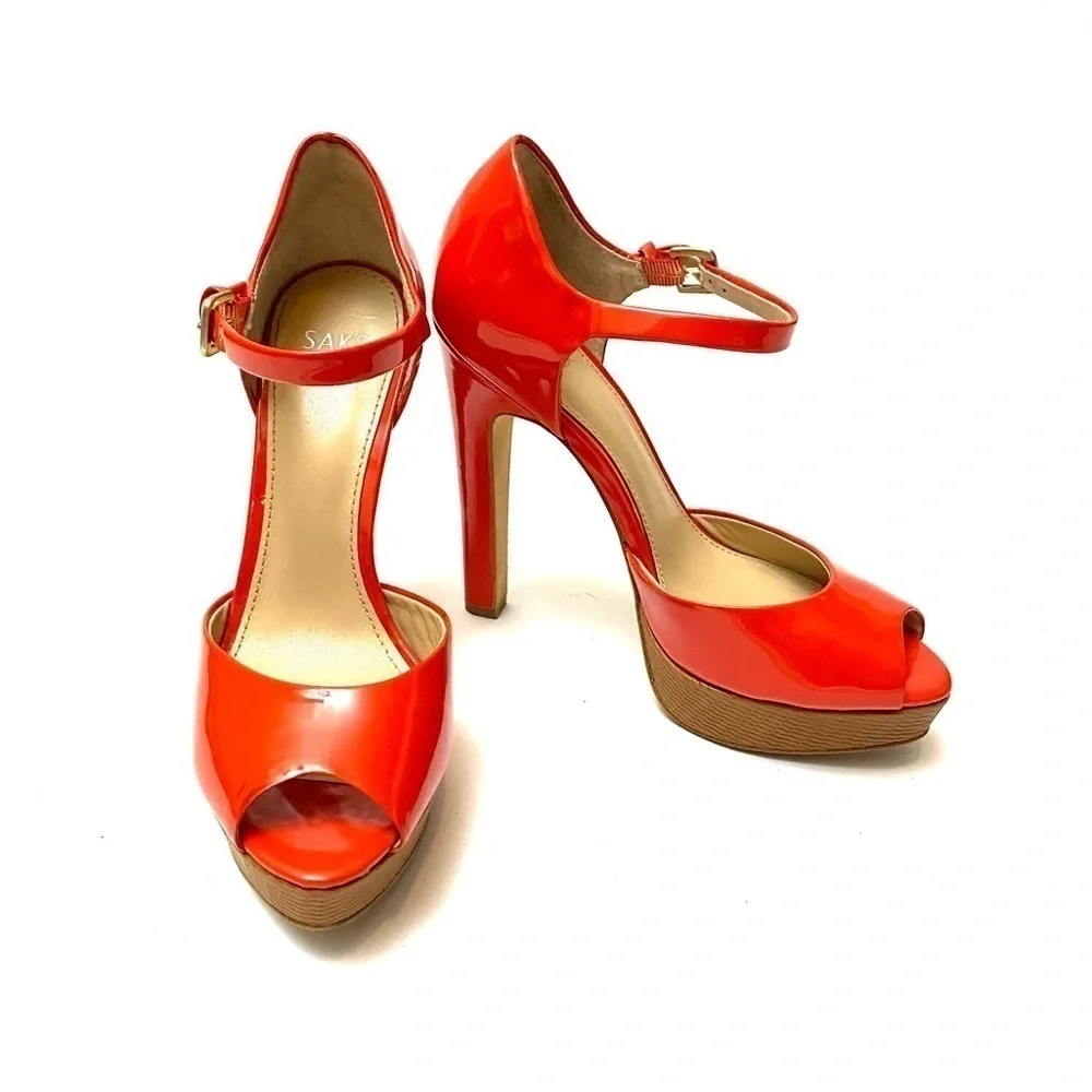 SAKS FIFTH AVE | Orange patent leather platforms