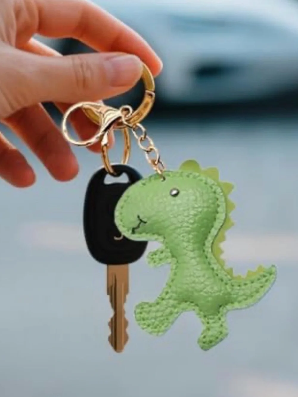 Dinosaur Keychain Bag-charm - Cute Plush Accessory - Gold Green NWT