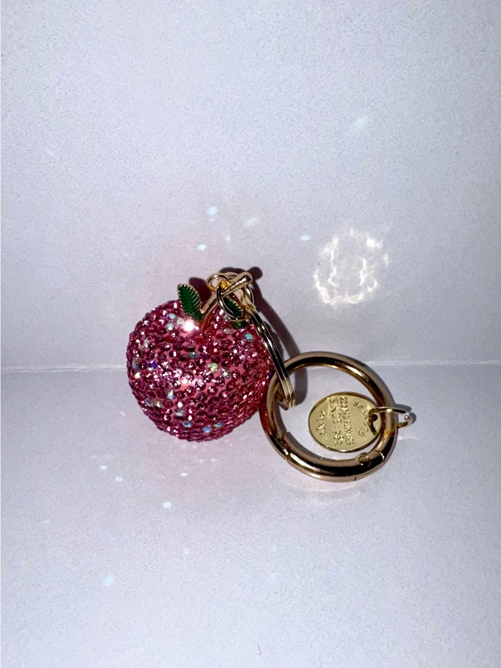 Sparkling Pink Apple Bag Charm with Gold Hardware - Pink Lady!