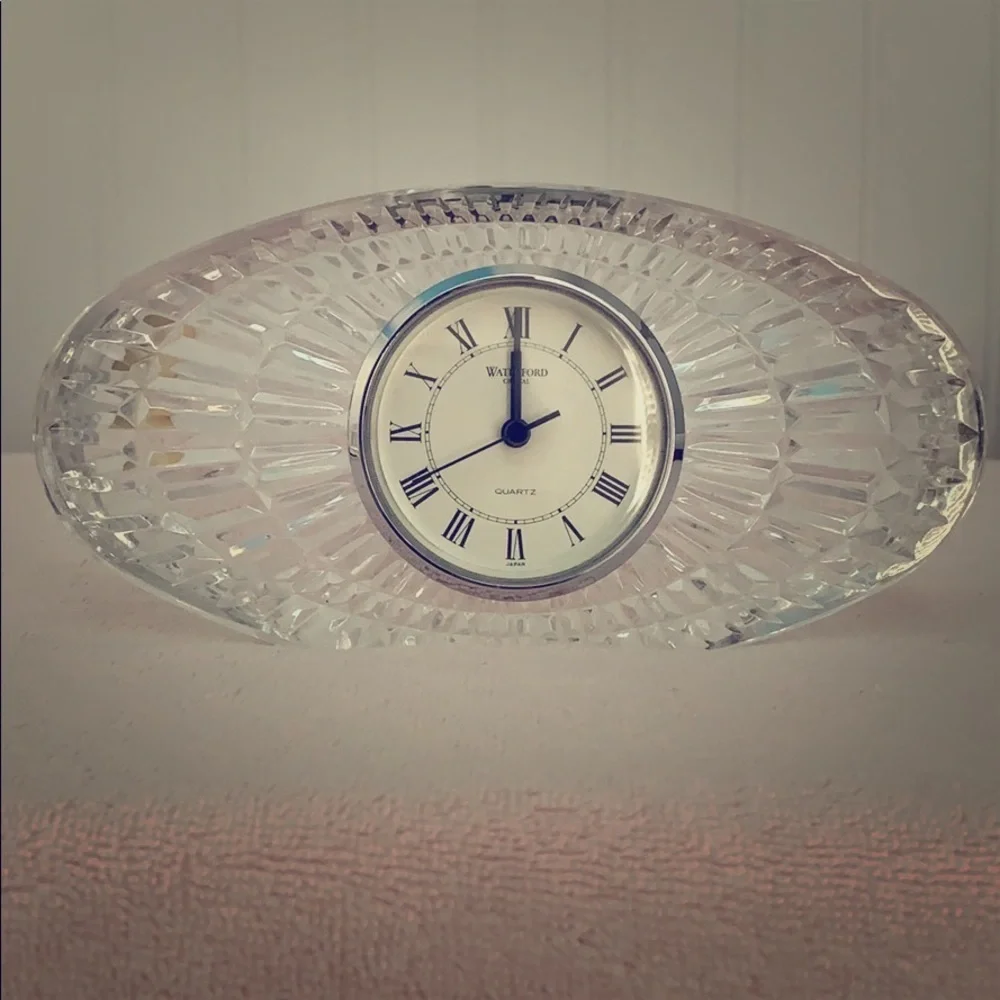 Waterford Crystal Oval Desk Clock Mantel Clock Quartz Roman Numeral Ireland